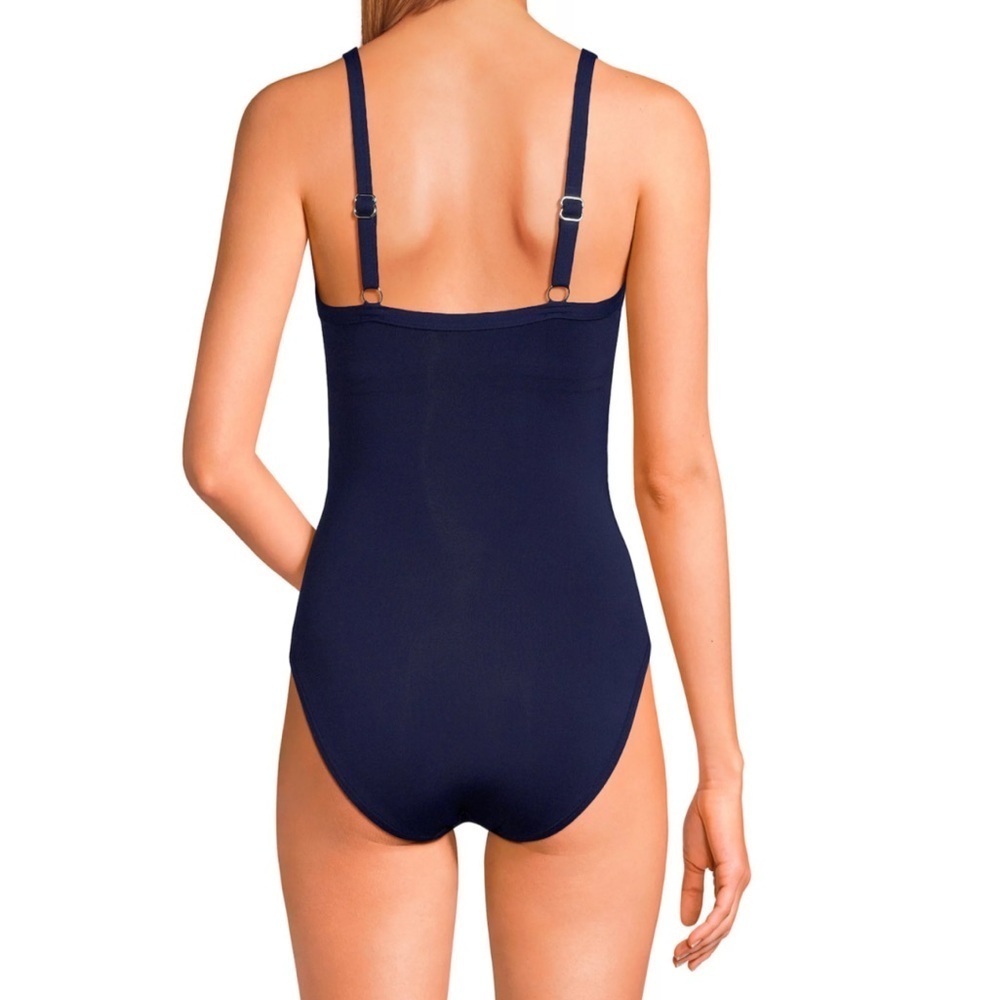 Land's End Navy Sculpting Suit Draped One Piece Swim Size 4 Long Torso - Picture 7 of 7